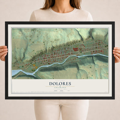 Map of Dolores, Colorado, 18 x 24 inch print in a black wood frame