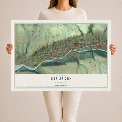Map of Dolores, Colorado, 24 x 36 inch unframed archival matte print