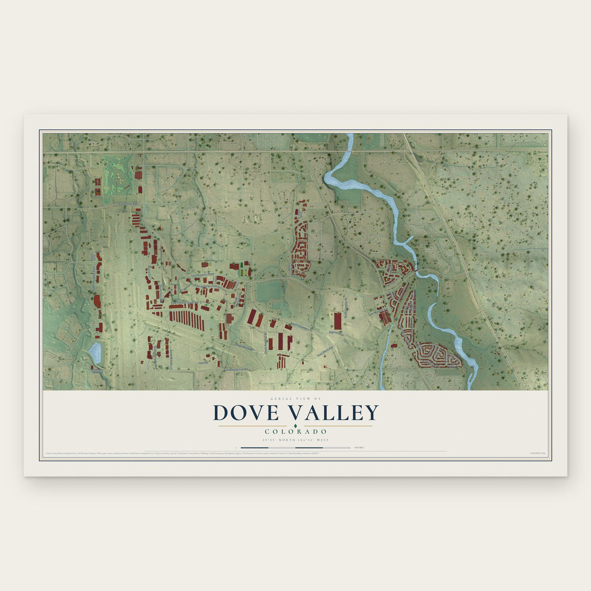 Dove Valley, Colorado map print, the full design
