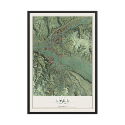 Map of Eagle, Colorado, 12 x 18 inch print in a black wood frame