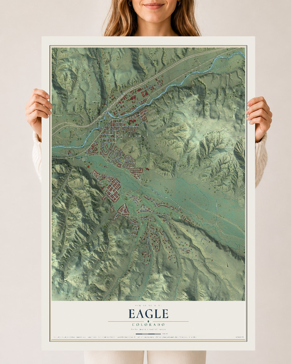 Map of Eagle, Colorado, 24 x 36 inch unframed archival matte print