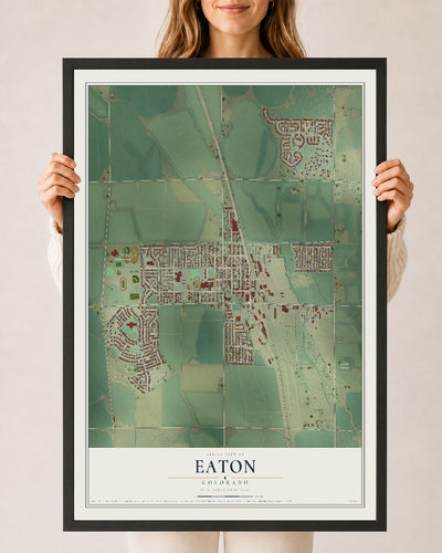 Map of Eaton, Colorado, 24 x 36 inch print in a black wood frame