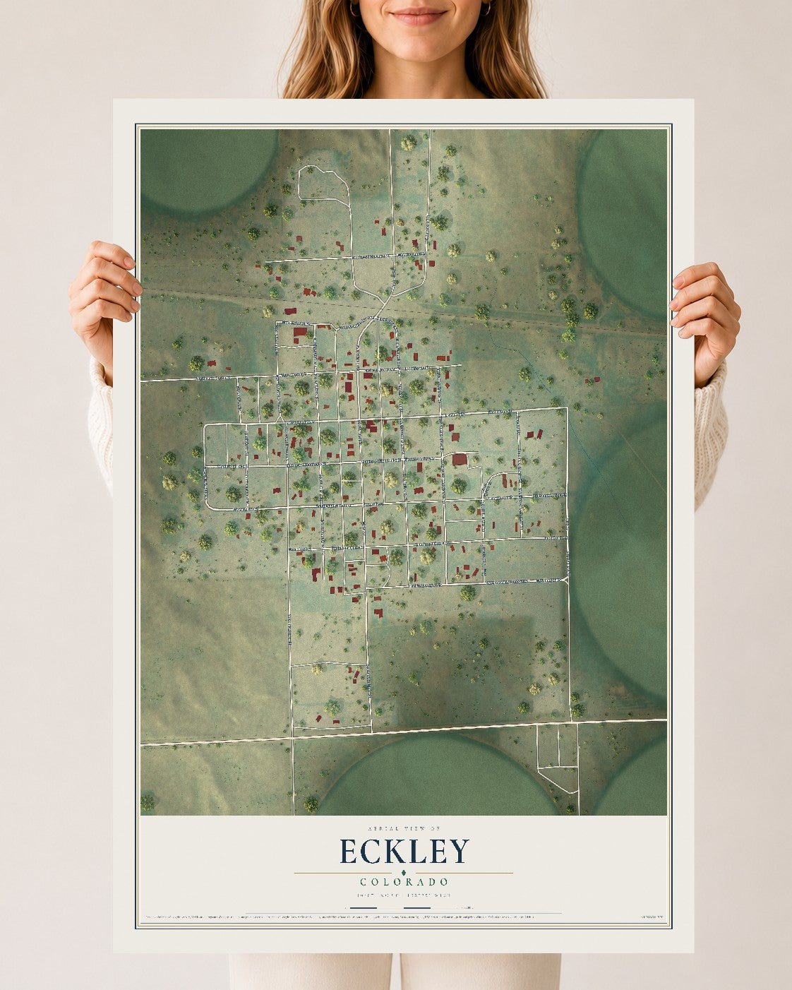 Map of Eckley, Colorado, 24 x 36 inch unframed archival matte print