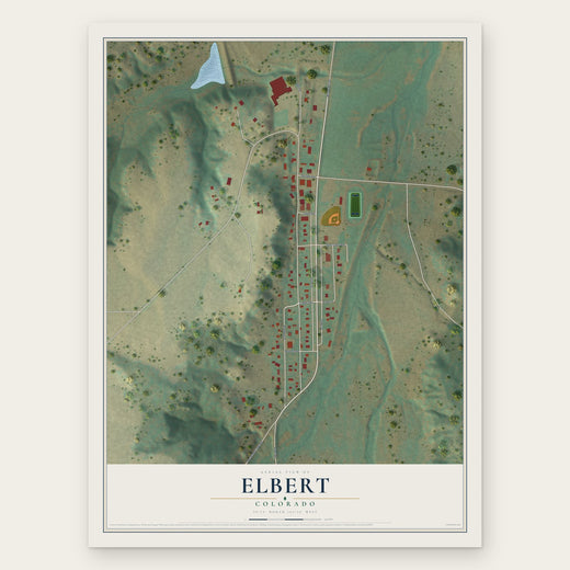 Elbert, Colorado map print, the full design