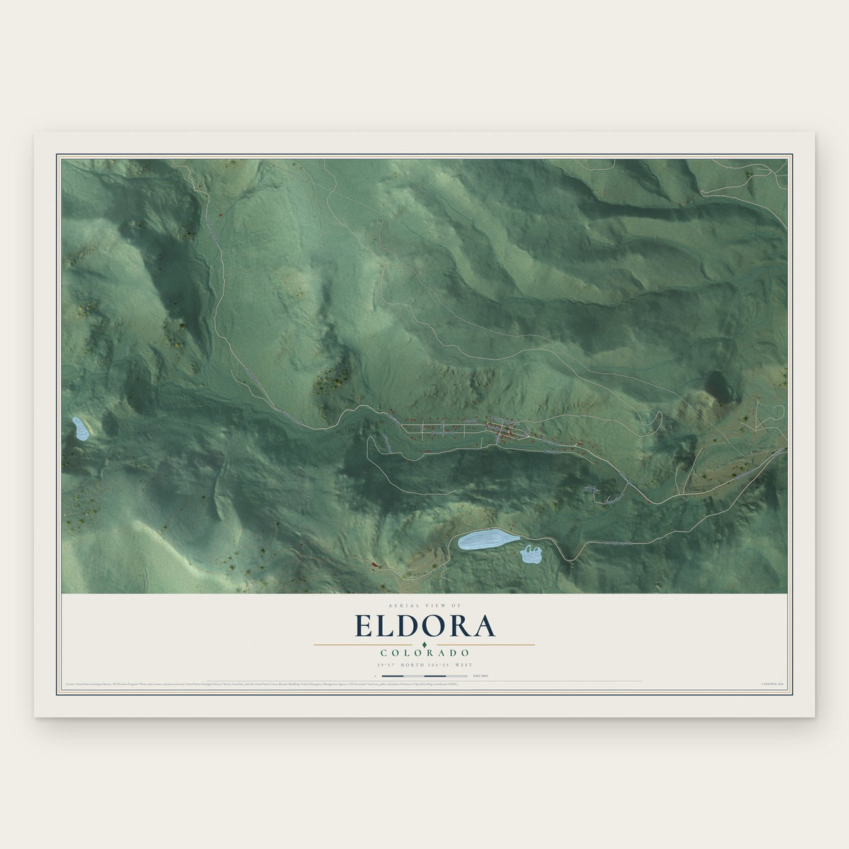 Eldora, Colorado map print, the full design