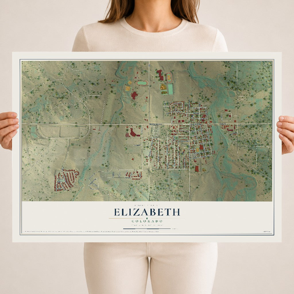 Map of Elizabeth, Colorado, 18 x 24 inch unframed archival matte print