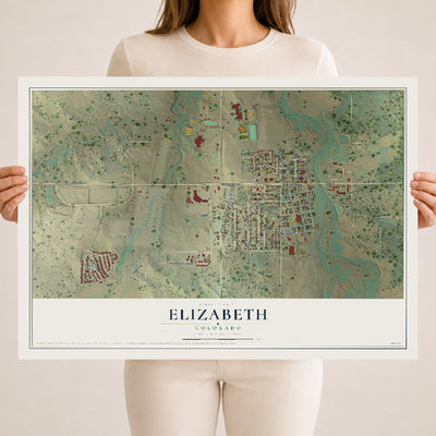 Map of Elizabeth, Colorado, 18 x 24 inch unframed archival matte print