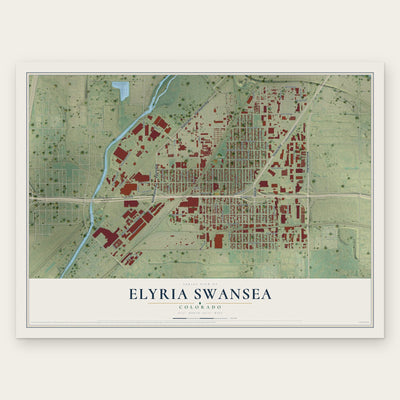 Elyria Swansea, Colorado map print, the full design