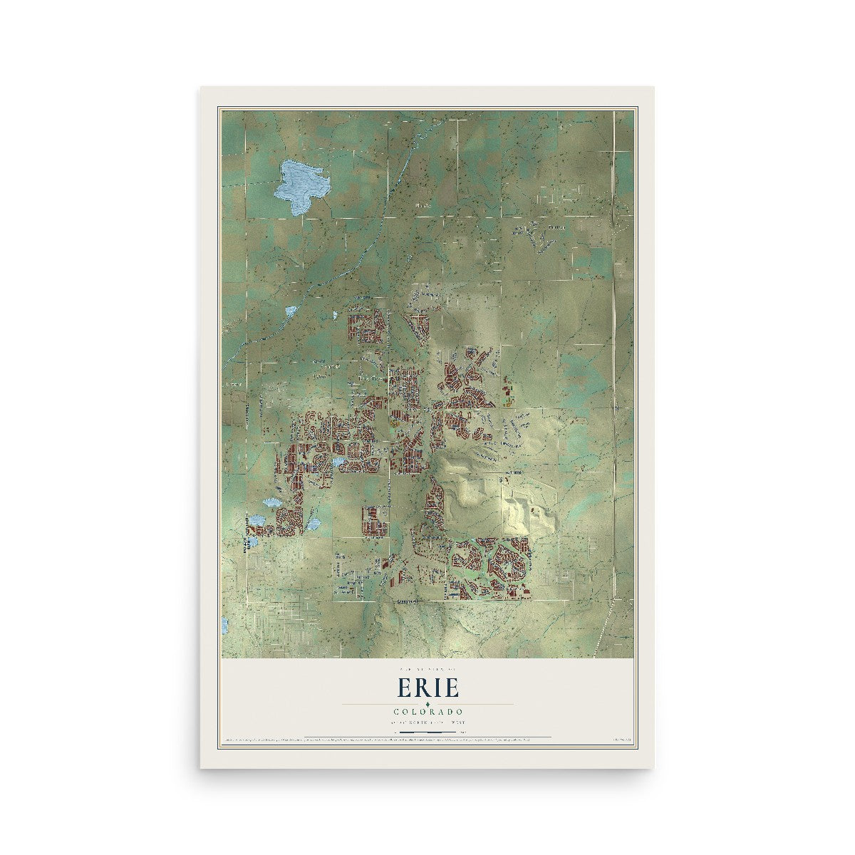 Map of Erie, Colorado, 12 x 18 inch unframed archival matte print