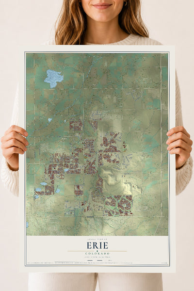 Map of Erie, Colorado, 18 x 24 inch unframed archival matte print