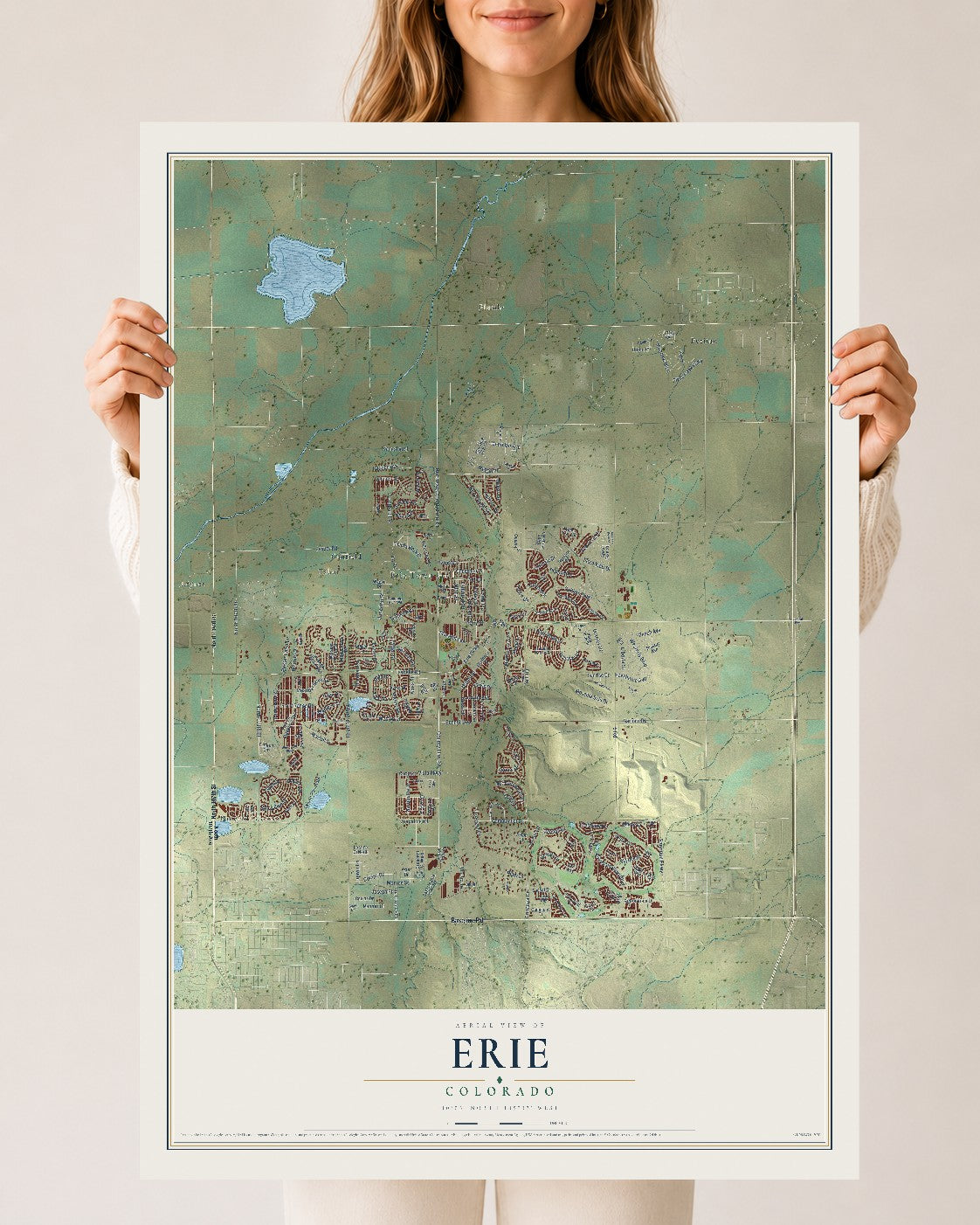 Map of Erie, Colorado, 24 x 36 inch unframed archival matte print