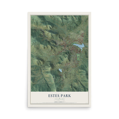 Map of Estes Park, Colorado, 12 x 18 inch unframed archival matte print