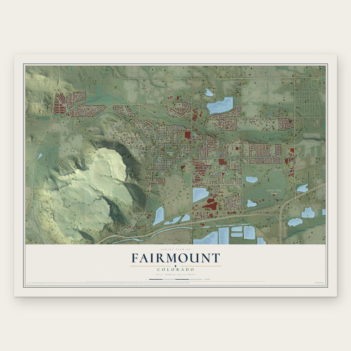 Fairmount, Colorado map print, the full design