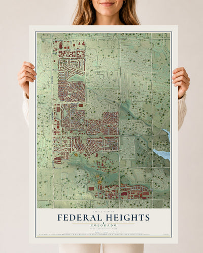 Map of Federal Heights, Colorado, 24 x 36 inch unframed archival matte print