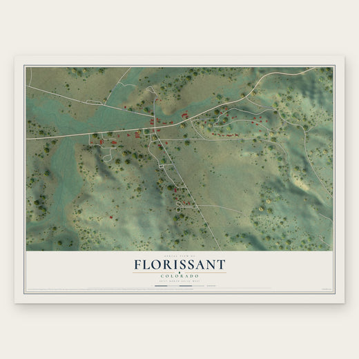 Florissant, Colorado map print, the full design