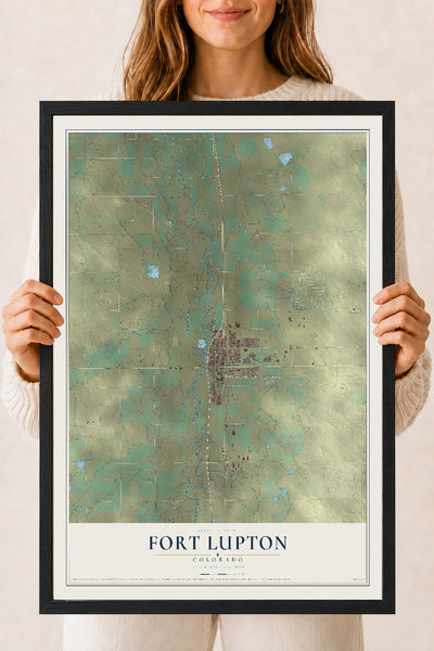 Map of Fort Lupton, Colorado, 18 x 24 inch print in a black wood frame