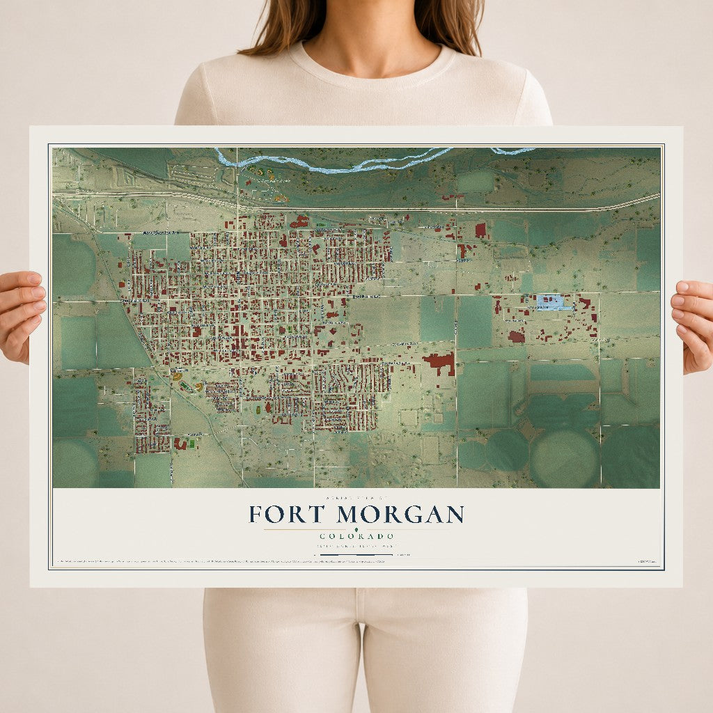 Map of Fort Morgan, Colorado, 18 x 24 inch unframed archival matte print