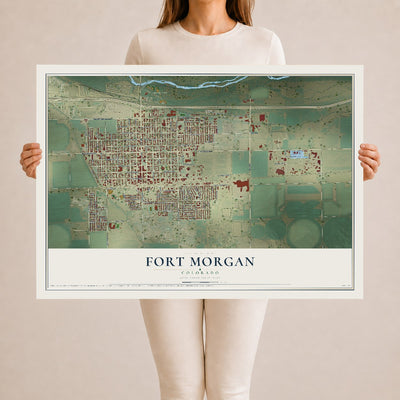 Map of Fort Morgan, Colorado, 24 x 36 inch unframed archival matte print