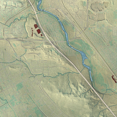 Second close-up of the map of Fountain, Colorado print showing more streets and buildings