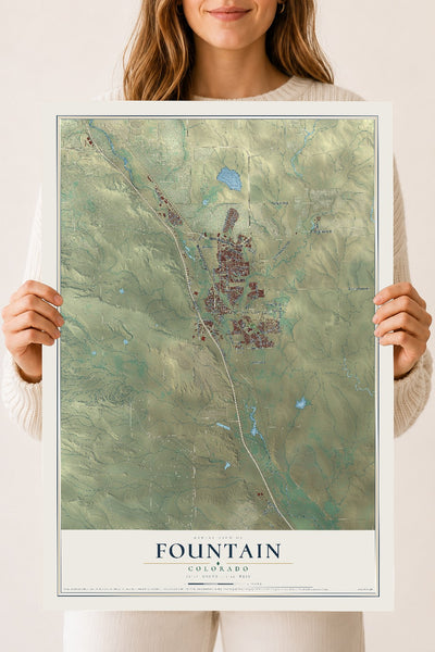 Map of Fountain, Colorado, 18 x 24 inch unframed archival matte print