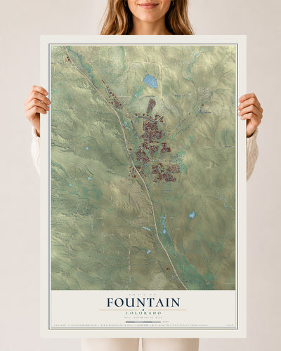 Map of Fountain, Colorado, 24 x 36 inch unframed archival matte print