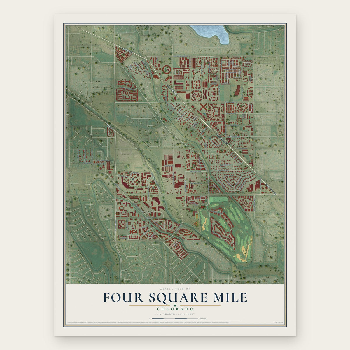 Four Square Mile, Colorado map print, the full design