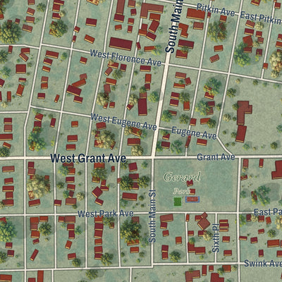 Close-up of the map of Fowler, Colorado print showing street and building detail