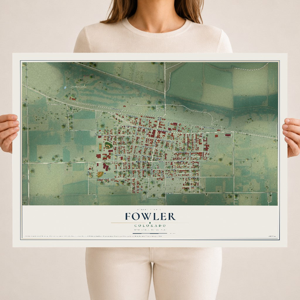 Map of Fowler, Colorado, 18 x 24 inch unframed archival matte print