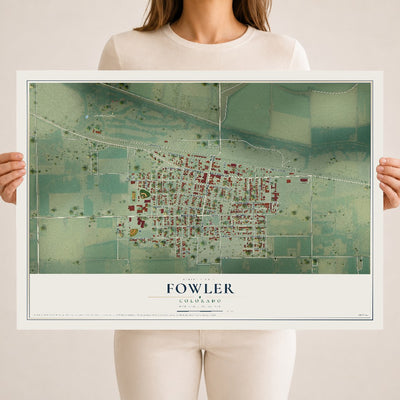 Map of Fowler, Colorado, 18 x 24 inch unframed archival matte print