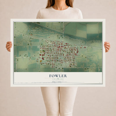 Map of Fowler, Colorado, 24 x 36 inch unframed archival matte print