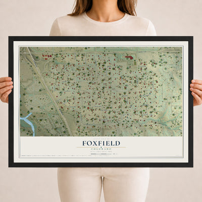 Map of Foxfield, Colorado, 18 x 24 inch print in a black wood frame