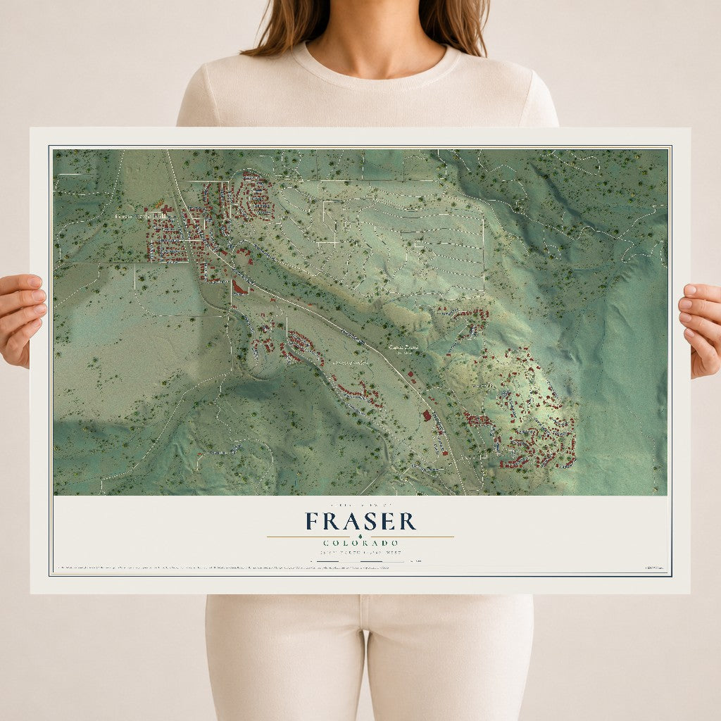 Map of Fraser, Colorado, 18 x 24 inch unframed archival matte print