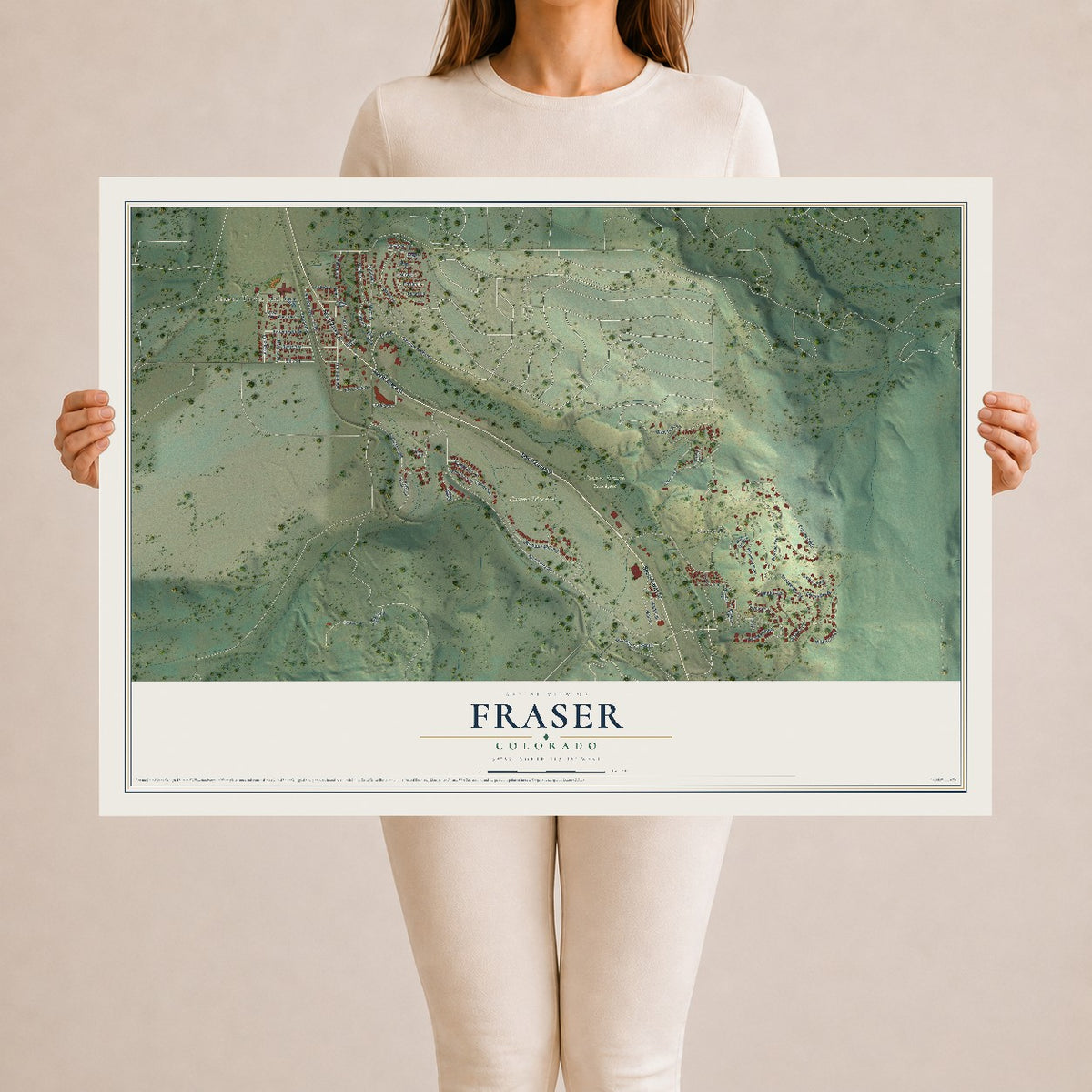 Map of Fraser, Colorado, 24 x 36 inch unframed archival matte print