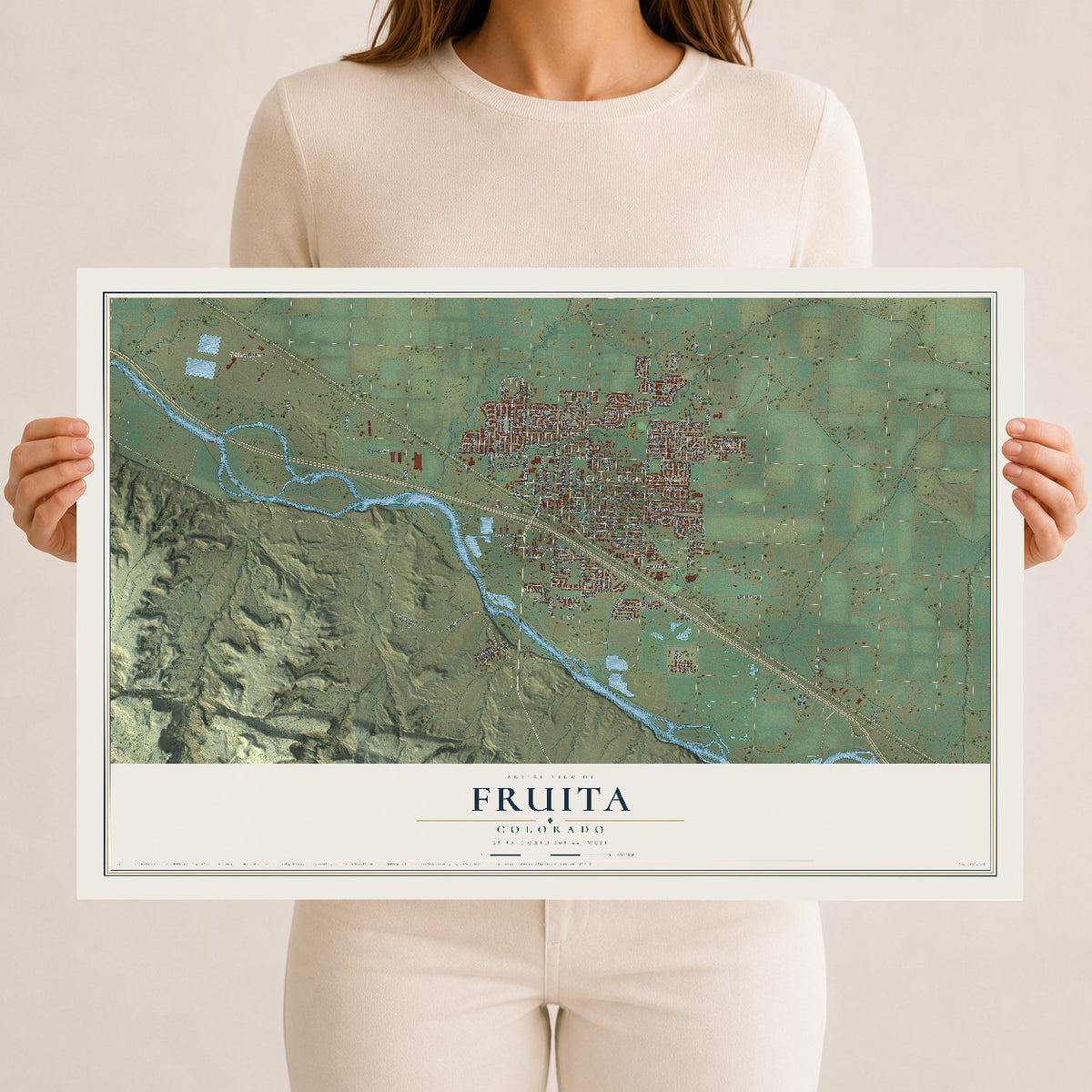 Map of Fruita, Colorado, 12 x 18 inch unframed archival matte print