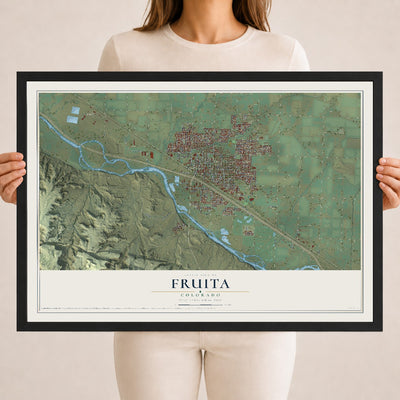 Map of Fruita, Colorado, 18 x 24 inch print in a black wood frame
