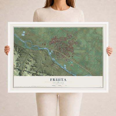 Map of Fruita, Colorado, 24 x 36 inch print in a white wood frame