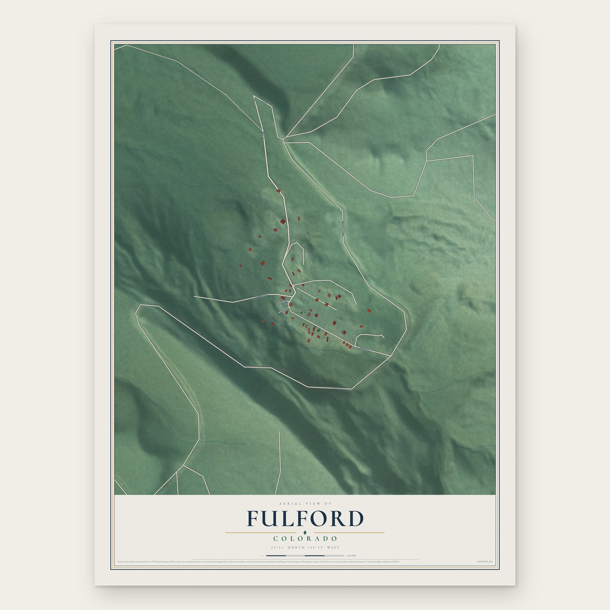 Fulford, Colorado map print, the full design