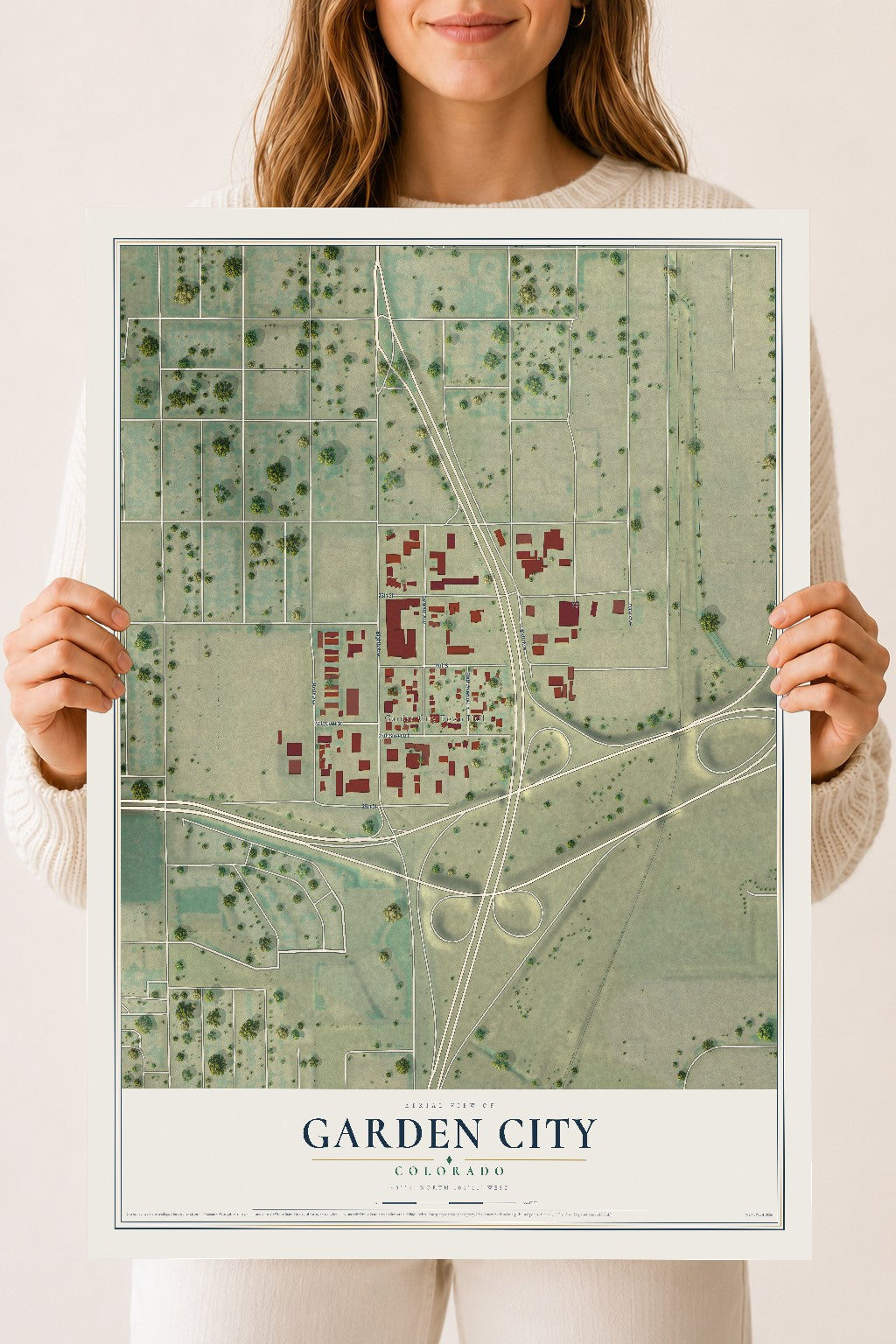 Map of Garden City, Colorado, 18 x 24 inch unframed archival matte print