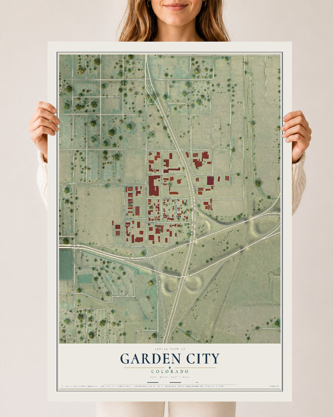 Map of Garden City, Colorado, 24 x 36 inch unframed archival matte print