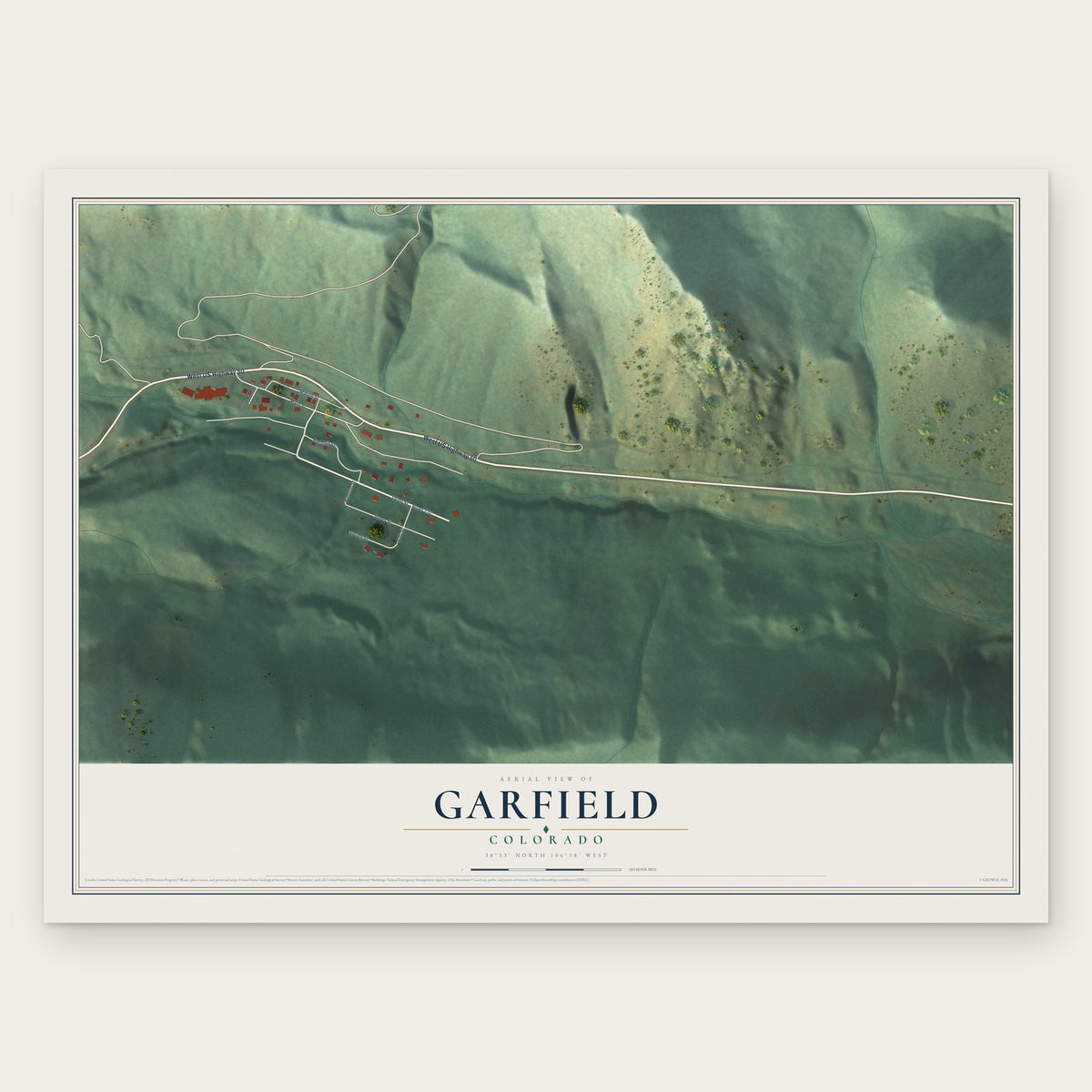 Garfield, Colorado map print, the full design