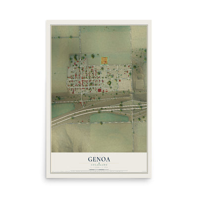 Map of Genoa, Colorado, 12 x 18 inch unframed archival matte print