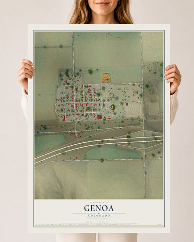 Map of Genoa, Colorado, 24 x 36 inch unframed archival matte print