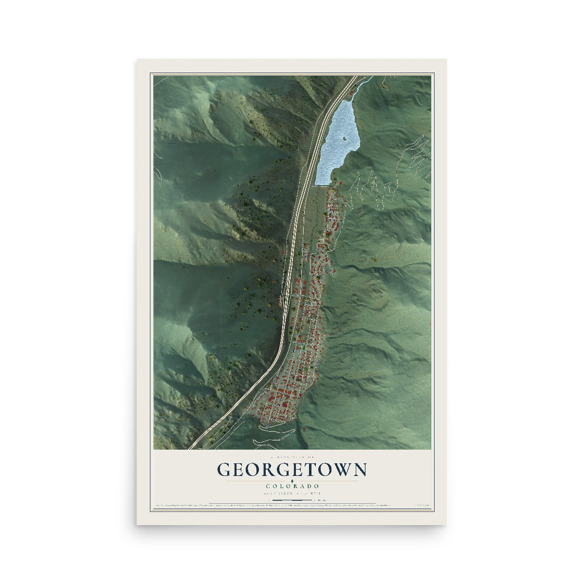 Map of Georgetown, Colorado, 12 x 18 inch unframed archival matte print