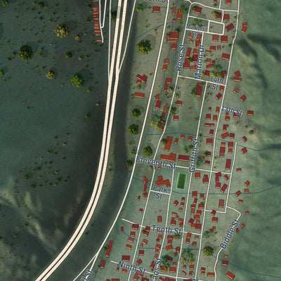 Close-up of the map of Georgetown, Colorado print showing street and building detail