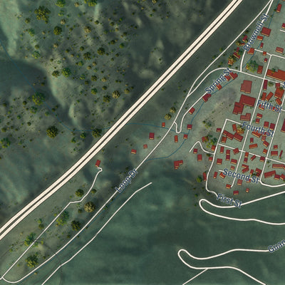 Second close-up of the map of Georgetown, Colorado print showing more streets and buildings