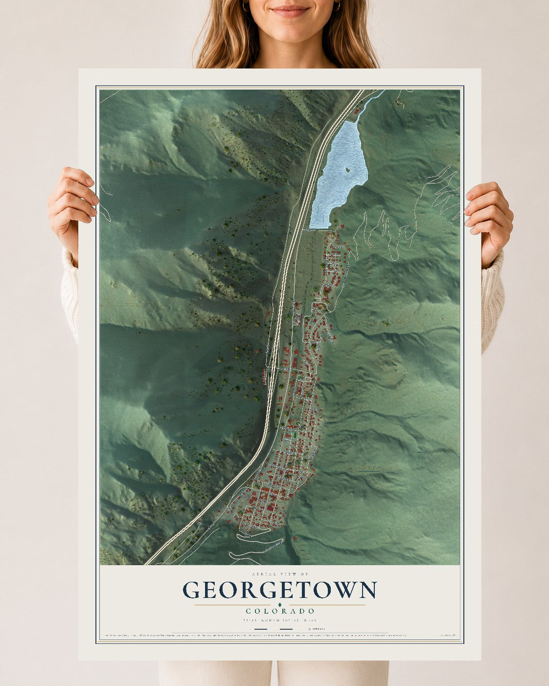 Map of Georgetown, Colorado, 24 x 36 inch unframed archival matte print