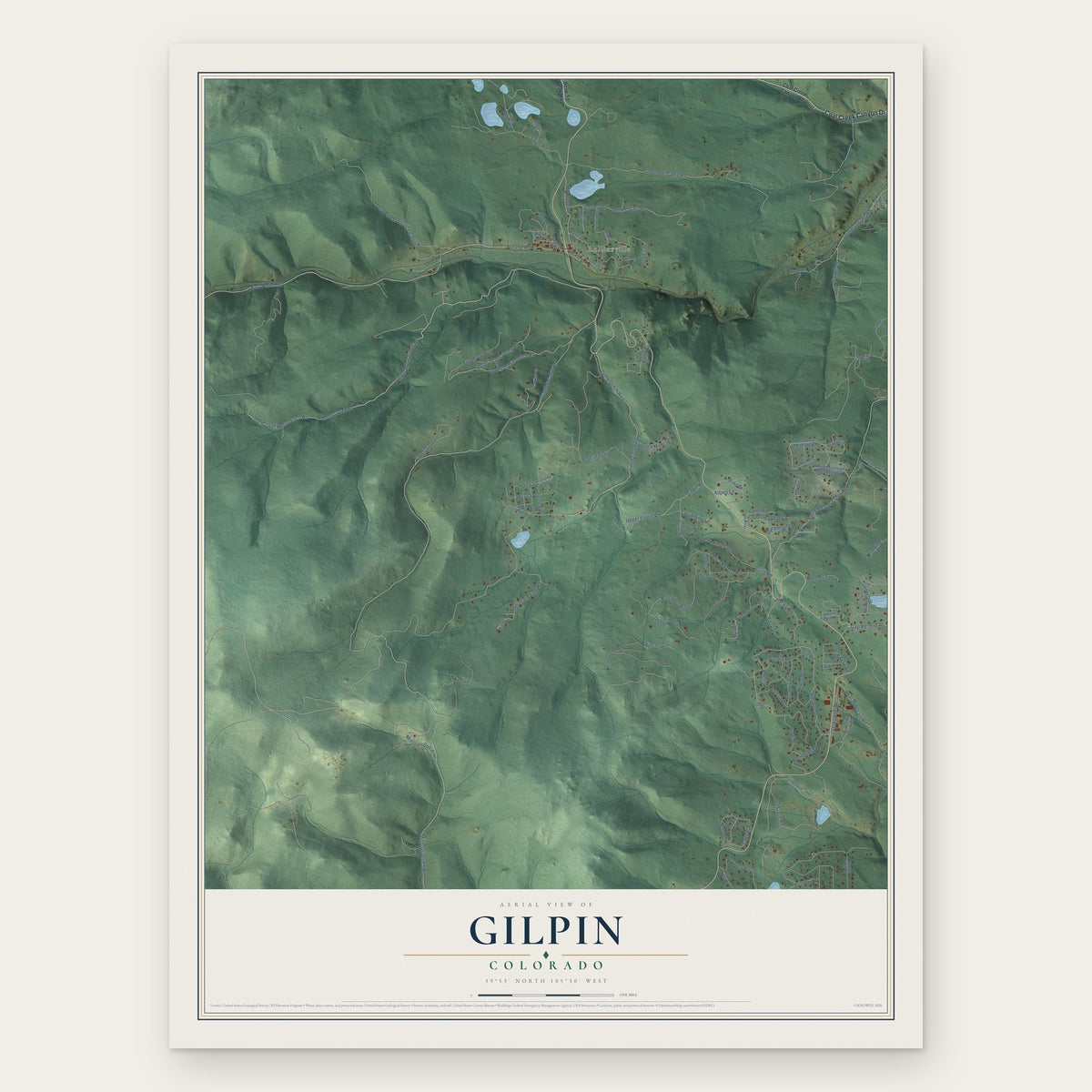 Gilpin, Colorado map print, the full design