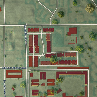 Close-up of the map of Glendale, Colorado print showing street and building detail