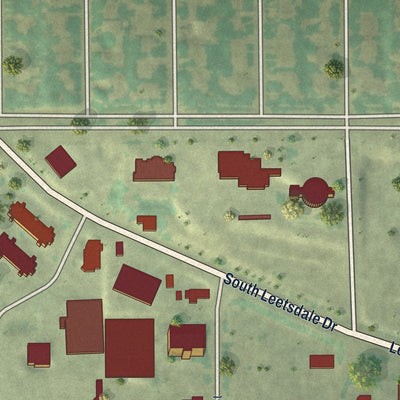 Second close-up of the map of Glendale, Colorado print showing more streets and buildings