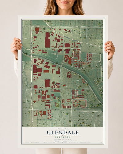 Map of Glendale, Colorado, 24 x 36 inch unframed archival matte print